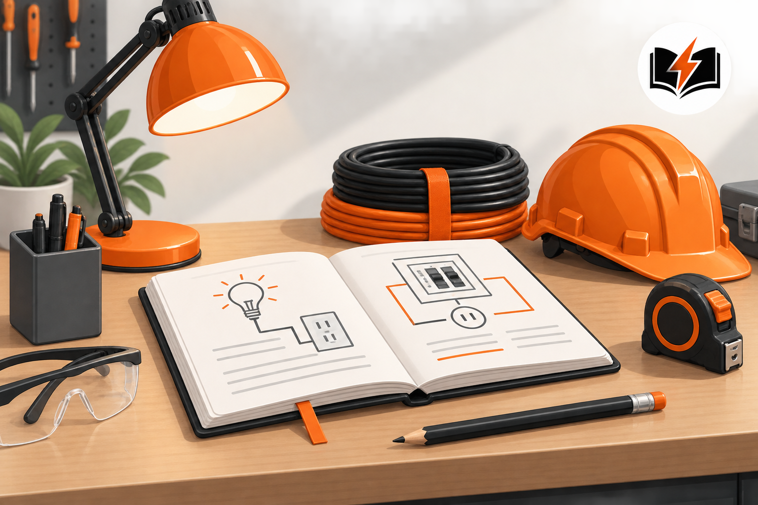 Electrician reading an article